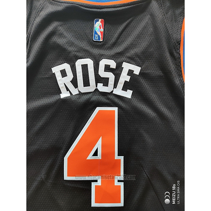 Camiseta New York Knicks Derrick Rose #4 Ciudad 2021-22 Negro
